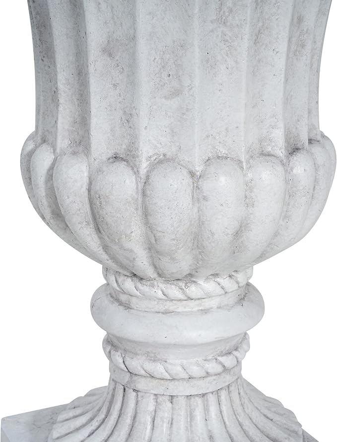 Merax 26.25'' Tall Antique Urn Planter, Classic Garden Urn for Indoor & Outdoor Use, Large Patio & Living Room Decor Planter, White