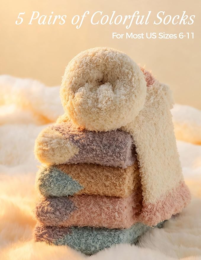 TEHOOK Warm & Cozy Valentines Gifts for Women, Fluffy Fuzzy Plush Sleeping Slipper Socks - Soft Warm Fabric