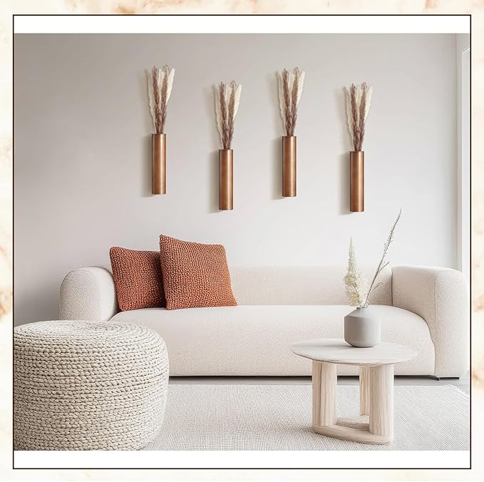 4 Pack Wood Indoor Wall Planter Modern Mounted Wooden Vases Home Wall Decor for Living Room Bedroom Bathroom for Dried Flowers and Greenery Plants