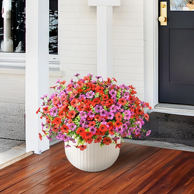 ZFProcess Artificial Flowers Faux Plants Outdoor Fake Flowers Spring Decor,12 Bundles Realistic Plastic Plant Colorful Daisy UV Resistant for Porch Patio Home Yard Garden Window Box Pot Planters
