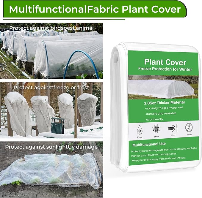 Covers Freeze Protection, Cookmaster 10x50FT Frost Cloth Plant Freeze Protection, Garden Floating Row Covers for Raised Beds/Vegetables Insect/Winter Frost (White)