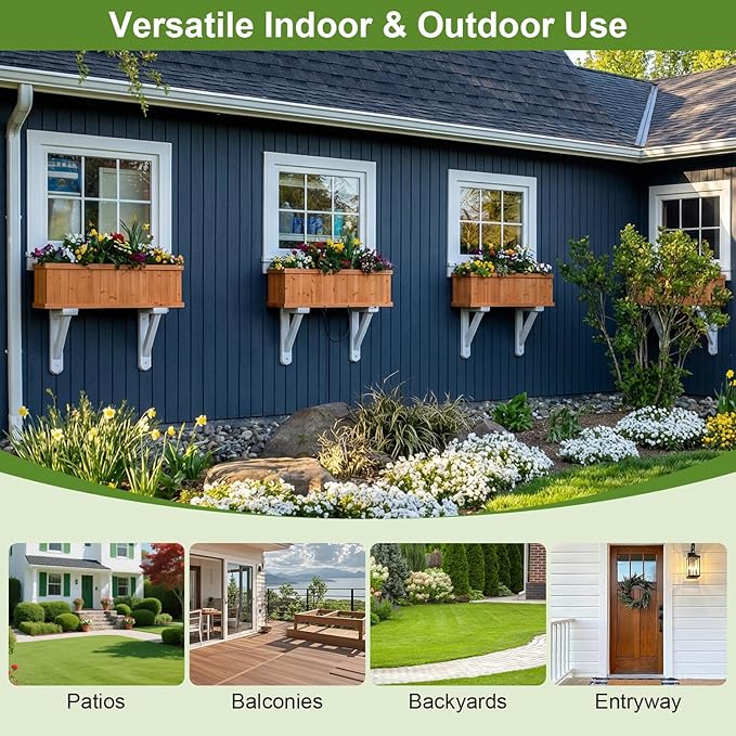 Giantex Outdoor Raised Garden Bed Set of 2, 28” x 10” x 10” Pine Wood Planter Box w/ 3 Drainage Holes, Removable Bottom & Bed Liner, Rectangular Flower Container for Vegetables Herbs, Indoor & Outdoor