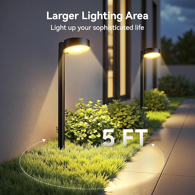 Ahaorigin 4 Pack Solar Pathway Lights Outdoor, Bright LED Solar Lights Outdoor Waterproof, Up to 12 Hrs Modern Path Lighting for Yard Garden Walkway Driveway Lawn Decor (4 Pack)