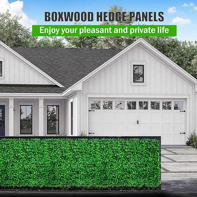TOPDEEP 24PCS Boxwood Panels, 24"x16" Artificial Boxwood Hedge Panels, Grass Wall Panels, UV Protected Suitable for Garden, Fence, Backyard Wall Decoration
