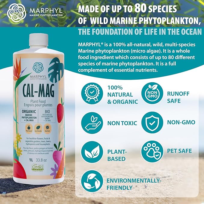 MARPHYL Organic CALMAG Liquid Fertilizer, Calcium + Magnesium, Corrects Common Plant Deficiencies, for Garden, Flowers, Vegetables, Succulents, Bamboo, Hydroponics 1.05 gal