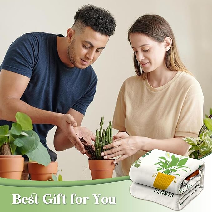 Glydein Plant Lover Gifts for Women Men, Gardening Gifts for Women Men, Flannel Soft Blanket Decor, Plant Lady Mom Gift Ideas, Gardener Gift for Birthday Mothers Day Christmas - 50x60 inches
