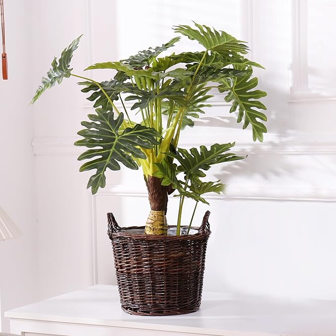Handwoven Red Willow Planter Basket with Waterproof Liner – Natural Brown Decorative Flower Pot Holder for Indoor Use - Medium Size (Inner Top Ø 10", Inner Height 8")