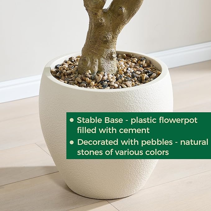 7 FT Large Luxury Artificial Bodhi Tree with Pot, Tall Faux Tree, Extra Lush Stereoscopic Shape, 5 Minutes Easy Set-up, Realistic Potted Silk Indoor Plants with Lifelike Branches & Leaves & Fruits