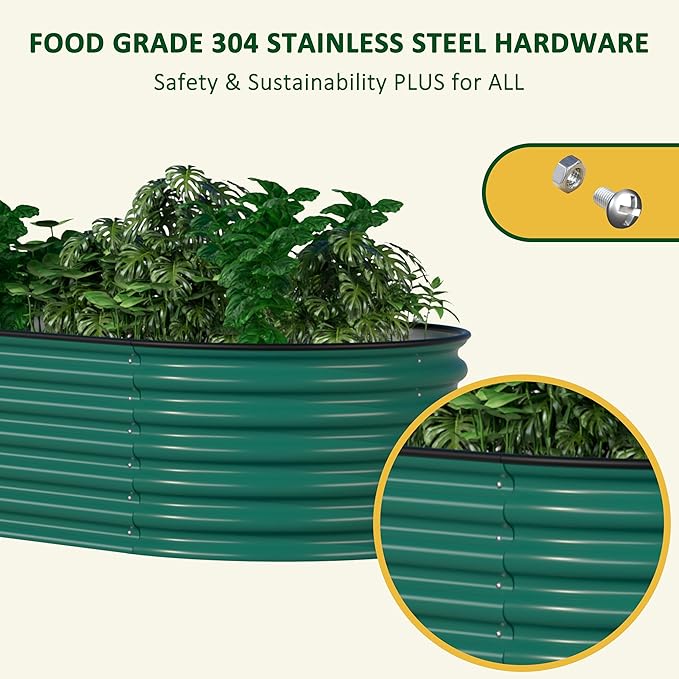 BlueWish 8x2x1.4FT Raised Garden Bed Outdoor, 9 in 1 Metal Raised Bed for Gardening, 17" H Galvanized Raised Garden Bed Planter Box for Plants Vegetables Flowers, Green