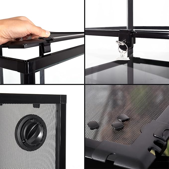 REPTI ZOO 67 Gallon Glass Terrarium Tank,Knock-Down Paludarium Large Terrarium 24"x18"x 36”,Bio Deep Base 10”, Double Hinge Door, Siphon Gravel Cleaner Set Included