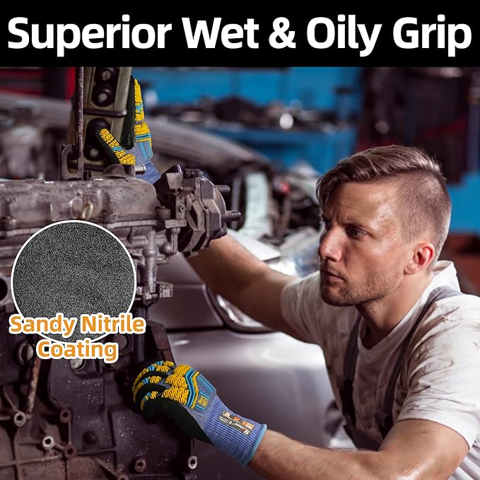 Schwer PRO-SKIN Impact Gloves with ANSI A4 Cut Reistant Protection, Flexible and Comfortable Work Gloves with Grip，Touchscreen, Used for Oil and Gas E&P，Mechanic, Construction, Non-PFAS, M, PM3900-T