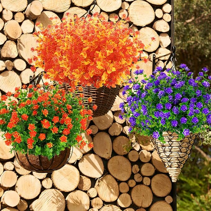 ArtBloom 6 Bundles Artificial Fall Flowers No Fade Faux Autumn Plants, Fake Indoor Outdoor Greenery for Thanksgiving Christmas Wedding Party Home Garden Fireplace Décor (Gold Yellow)
