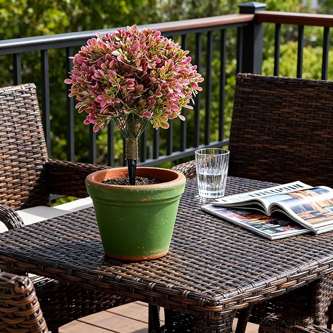 NOENNULL Artificial Topiary Ball Trees with Ground Spike Set of 2 17.8" Outdoor Faux Plants Realistic Fake Bushes Lifelike Shrubs Decorations for Outdoor Indoor Front Porch Garden