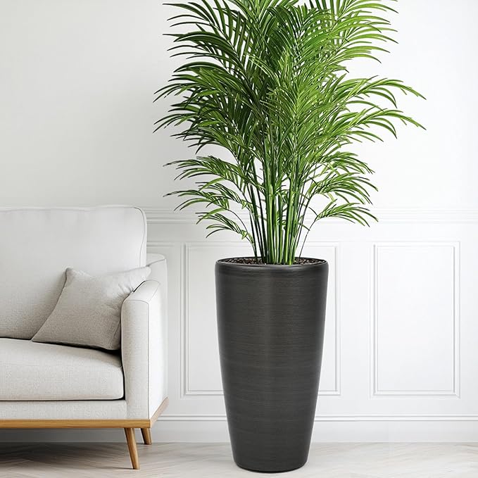 Autodaya 22.8" Tall Planters Set of 2, High-Density Resin Brushed Outdoor Pots for Plants, Versatile Indoor/Outdoor Flower Pots w/Drainage Hole for Patio Garden Porch & Living Room Decor, Ideal Gift