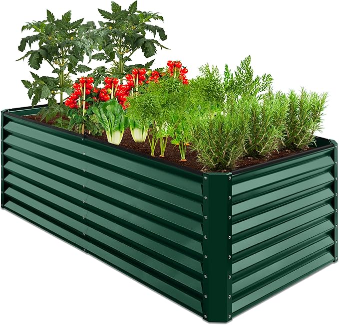 Best Choice Products 6x3x2ft Outdoor Metal Raised Garden Bed, Deep Root Box Planter for Vegetables, Flowers, Herbs, and Succulents w/ 269 Gallon Capacity - Dark Green