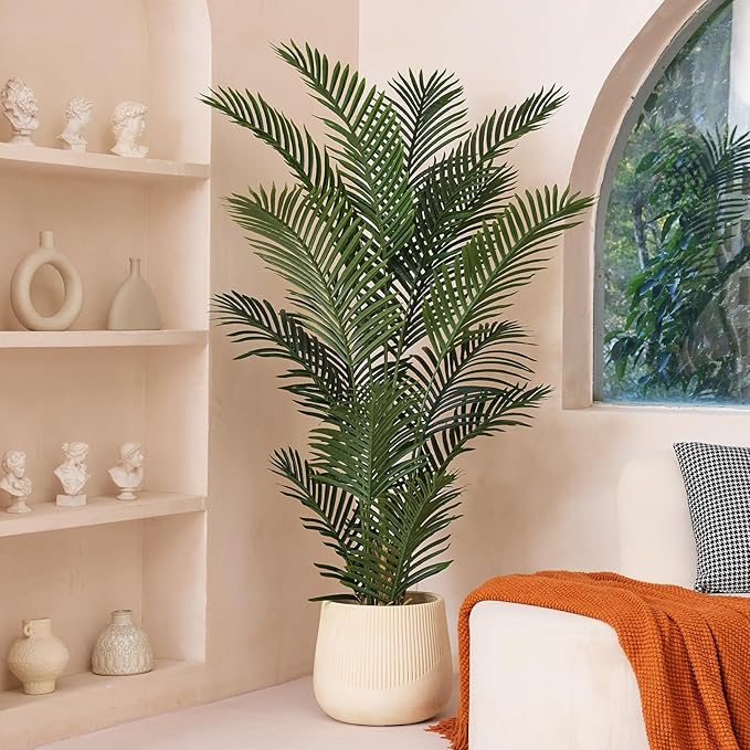 VeriNatural Artificial Palm Tree 5FT Tall Palm Trees UV Resistant Fake Plant Large Potted Faux Tropical Areca Palm Floor Plants for Indoor Outdoor Home Living Room Porch Patio Decor 2 Pack, VN125