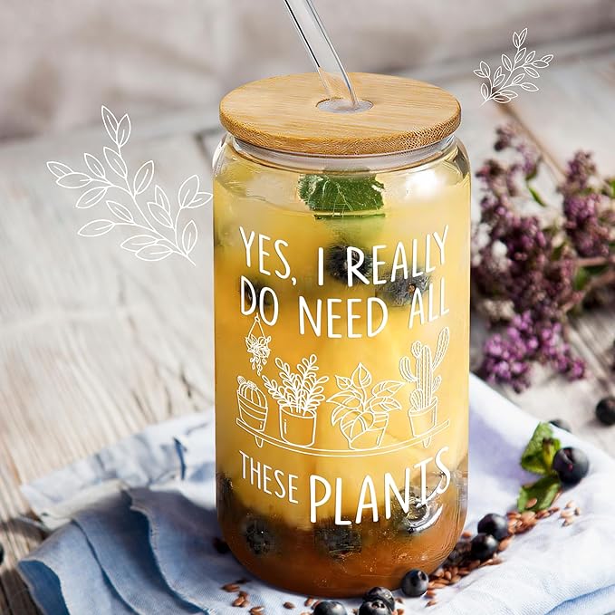 Pawzity Gifts for Plant Lovers - Plant Lover Gifts - Christmas Gift for Plants Lovers - Plants Lover Ideas for Women - Gardening Gift Ideas - 16 Oz Can Glass