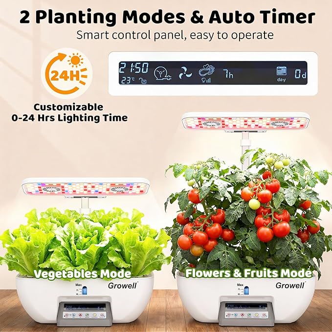 Hydroponics Growing System Kit, 17 Pods Indoor Herb Garden with 2 Fans Air Circulation, 102 28W Grow Light, Smart Water Cycle, Auto Timer, 10L Water Tank, Perfect Indoor Gardening System Gifts (White)