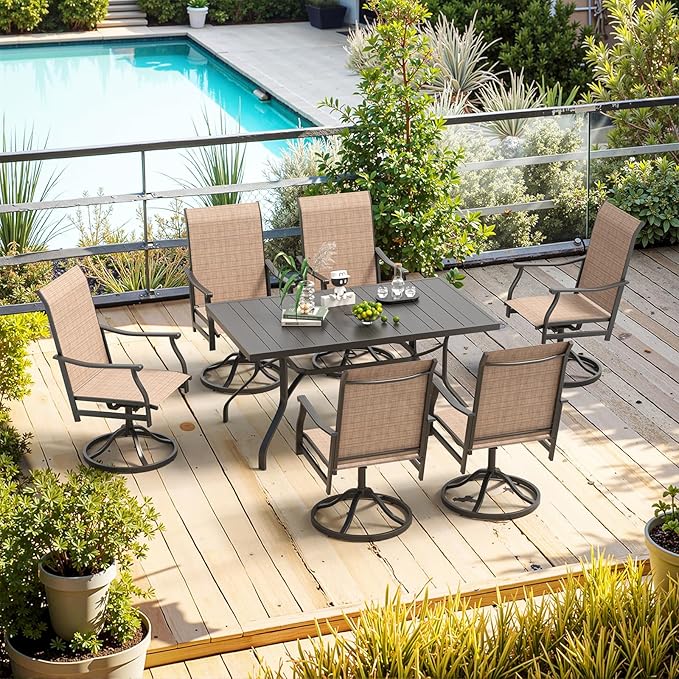 Soohow Outdoor Dining Chairs Set of 2, 360°Swivel Patio Dining Chair with Textilene Fabric, Outdoor Metal Armchair All Weather Resistant, Ergonomic Comfort, Perfect for Patio, Backyard, Balcony