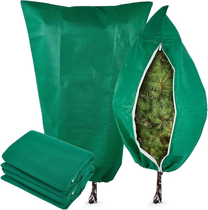 YATHO Plant Covers Freeze Protection 2 Packs 31.5" W X 47.3" H Thicker Large Outdoor Winter Frost Cloths Blankets with Zipper Drawstring, Reusable Garden Tree Cover Bags for Fruit Tree Shrub Potted