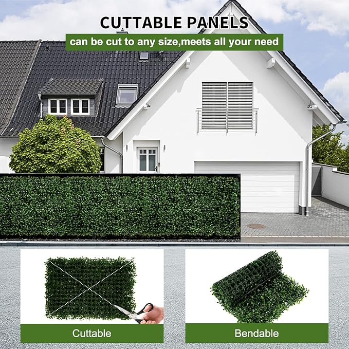 TOPDEEP 24 Pieces 24"x 16" Artificial Boxwood Panel, Grass Wall Panel, Boxwood Hedge Wall Panels UV Protected Suitable for Artificial Green Wall Decor, Fence Garden Wedding Backyard Decor