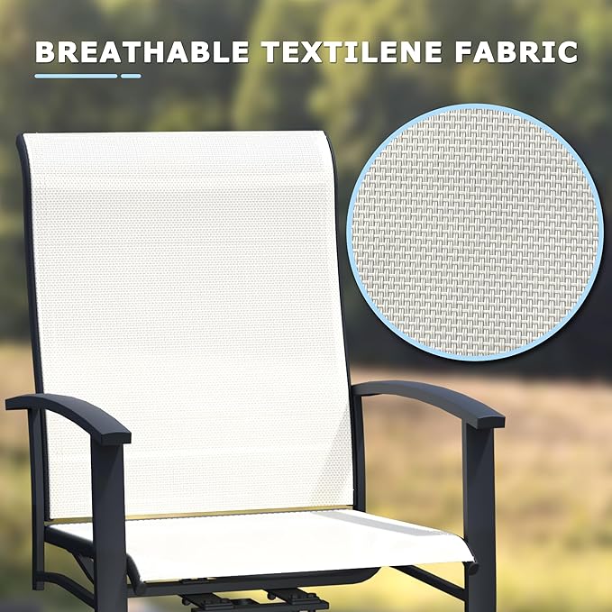 Outdoor Swivel Dining Chair Set of 6, All Weather Patio Dining Chair with Textilene High Back and Metal Frame for Backyard, Lawn Garde and Deck, Oyster Beige
