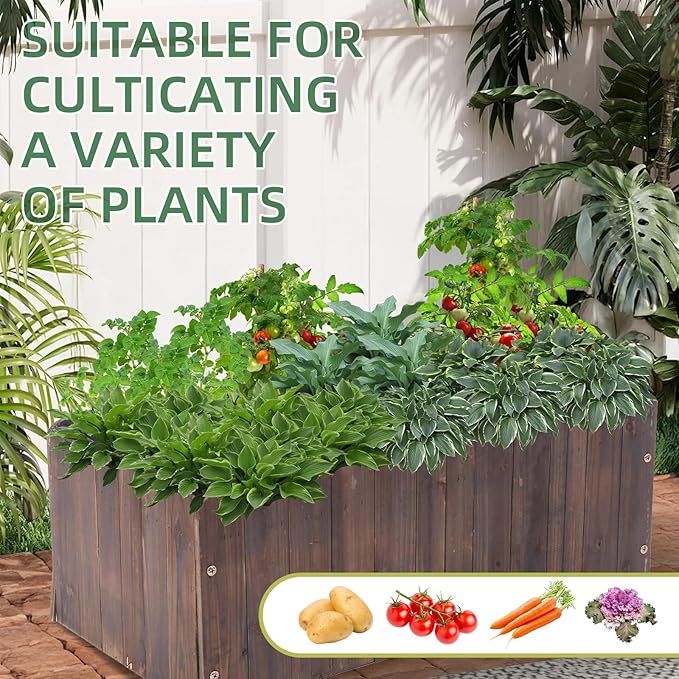 32" x 16" x 12" Outdoor Wooden Garden Bed, Wooden Planter Box, Garden Planters Boxes for Vegetables/Garden/Lawn/Patio,Acorn Brown