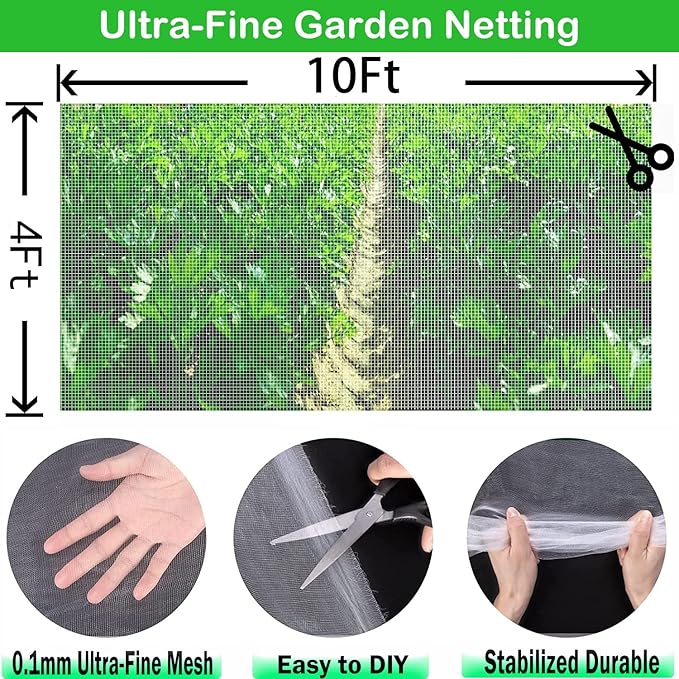 Garden Netting 4ftx10ft Mosquito Netting, Plant Covers Netting for Plant Protecting/Vegetable/Flowers Garden Netting Pest Barrier