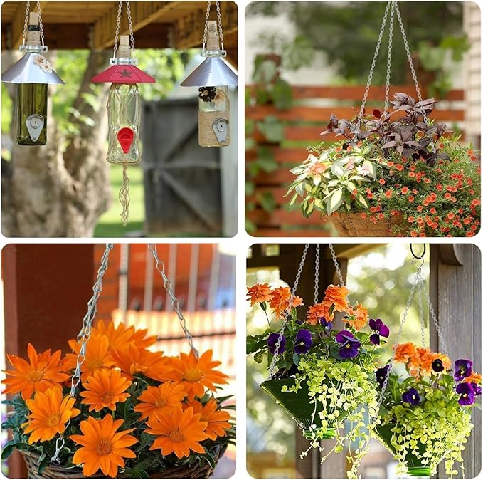 Adjustable Hanging Chain with Hooks, 25 Inch, 10pcs Silver Heavy Duty for Hanging Grow Lights, Christmas Wreath, Neon Sign, Indoor Plants, Bird Feeders