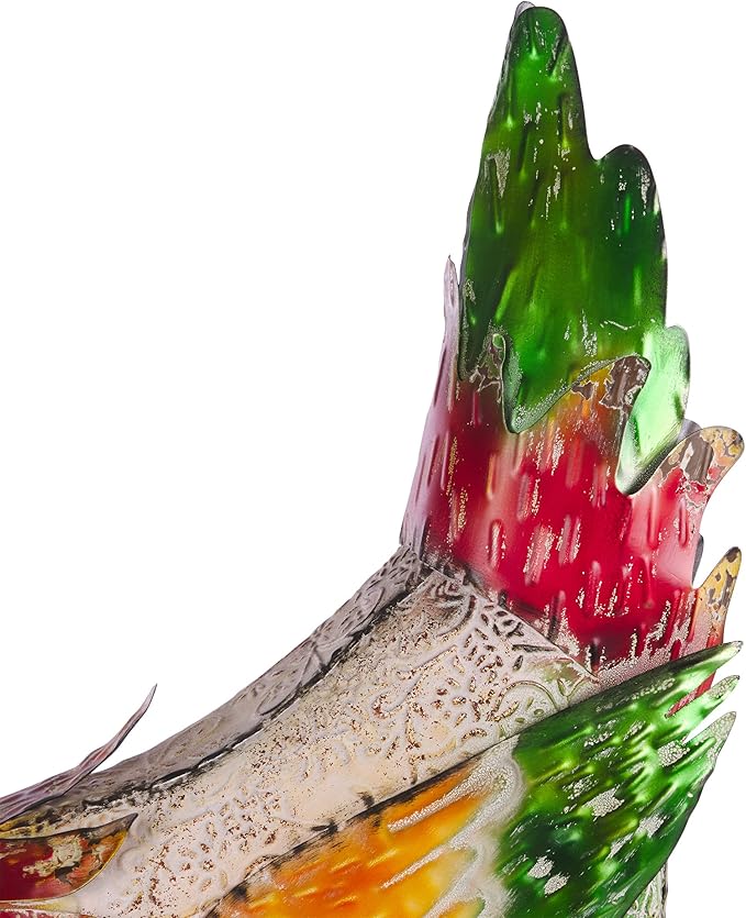 Alpine Corporation ORS858 Indoor/Outdoor Metal Pecking Hen Decorative Garden Statue, 21" H, Multicolor