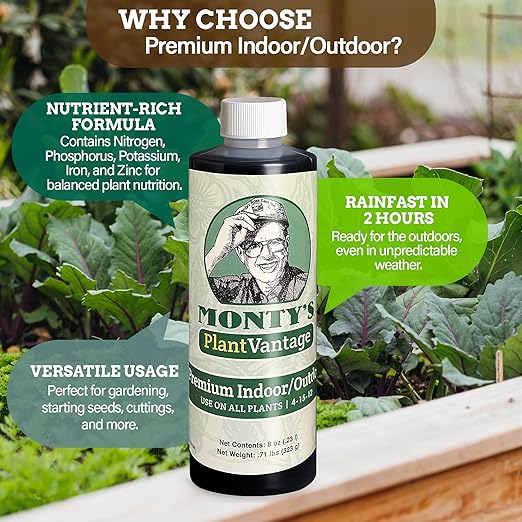 PlantVantage Premium Indoor/Outdoor Plant Food – Liquid Fertilizer for Indoor Plants & Outdoor Use, NPK 4-15-12 with Zinc & Iron, Liquid Plant Food for Houseplants & Vegetables – Easy Root Feed – 8 oz