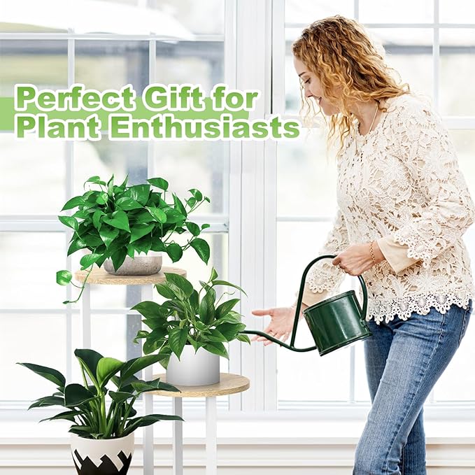 YOCOMEY Plant Stand Indoor, 4 Tier Thickened Metal Corner Plant Shelf for Multiple Plants, Indoor Plants Tiered Flower Pot Stand for Patio Garden Balcony Living Room Bedroom (White Oak)