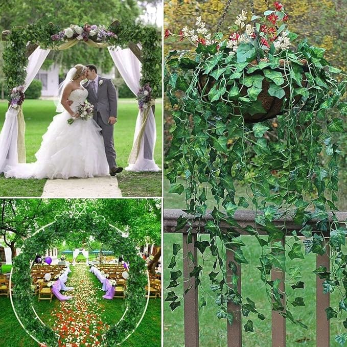 Comtelek Fake Vines for Room Decor 96PCS Artificial Ivy Garland with Clip 672FT Green Flowers Hanging Plants Faux Greenery Leaves Bedroom Aesthetic Decor for Home Garden Wall Wedding