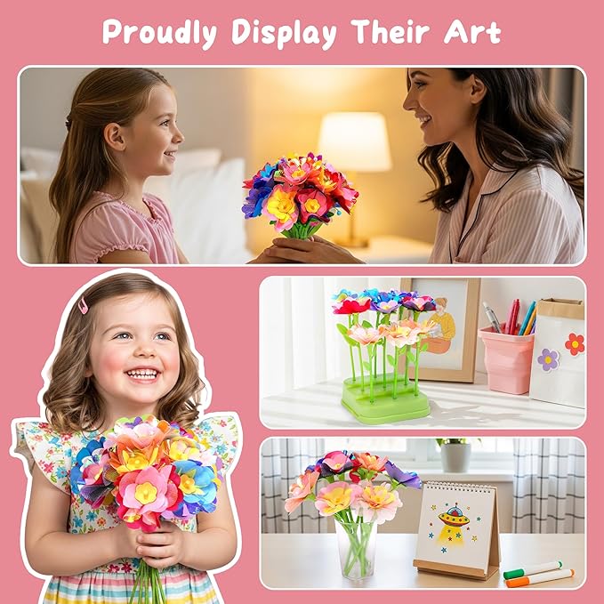 Aboofx Fabric Flower Making Kit for Girls Advent Calendar 2025, 20 Day Christmas Countdown Calendar Flower Craft Kit Toy for Kids and Toddler, Christmas Flower Bouquet Craft Toys Gifts for Girls Boys