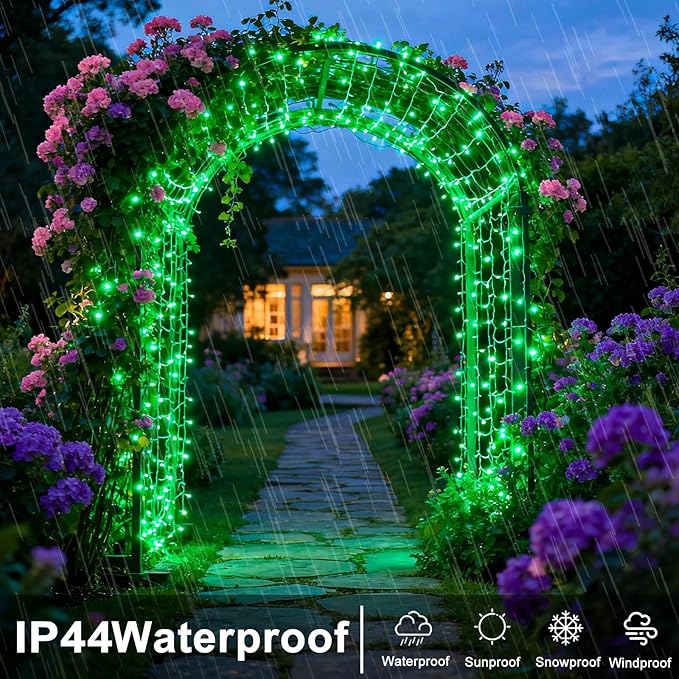 250 LED Green String Lights Indoor, 82ft St Patricks Day Lights Clear Wire 8 Modes Plug in Waterproof Christmas Lights for Indoor Room Christmas Tree Party Holiday Decorations
