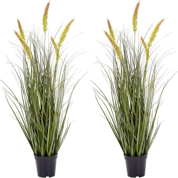 Ttranewsoo Green Onions Fake Plants,Artificial Plants Indoor, Fake Grass Decor Green Plant Fake Outdoor Flowers Fake Succulents,Artificial Tall Grass Plants with Pots House Decorative(36“ 2 Pack)