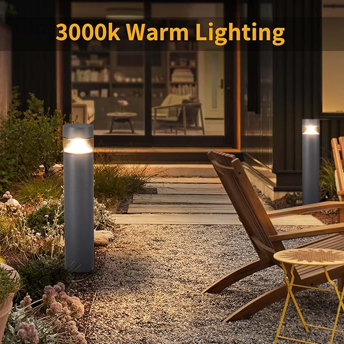 Linkmoon Outdoor Pathway Light, 32 in IP65 Waterproof Driveway Lights, 3000K led Landscape Lighting Outside，620LM Path Lights, 120V Hard Large Bollard Lamp for Garden Yard Patio Lawn Walkway Decor