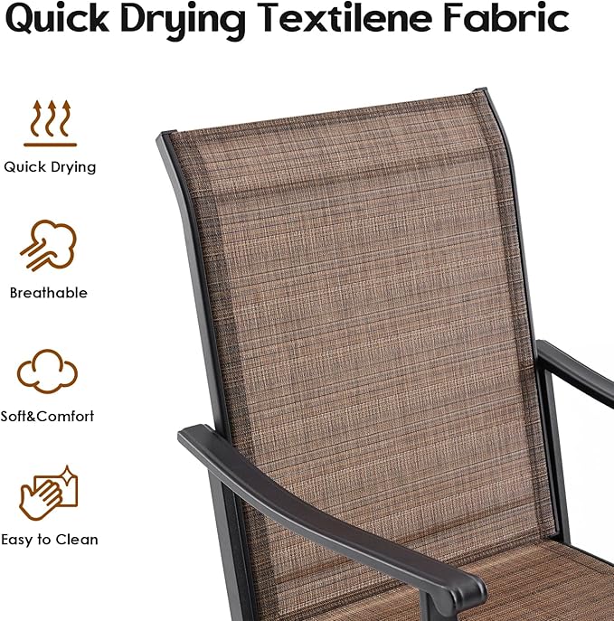 Soohow Swivel Outdoor Dining Chairs Set of 8, Patio Swivel Dining Chair with Textilene Fabric, Outdoor Metal Armchair All Weather Resistant, Ergonomic Comfort, Perfect for Patio, Backyard, Balcony