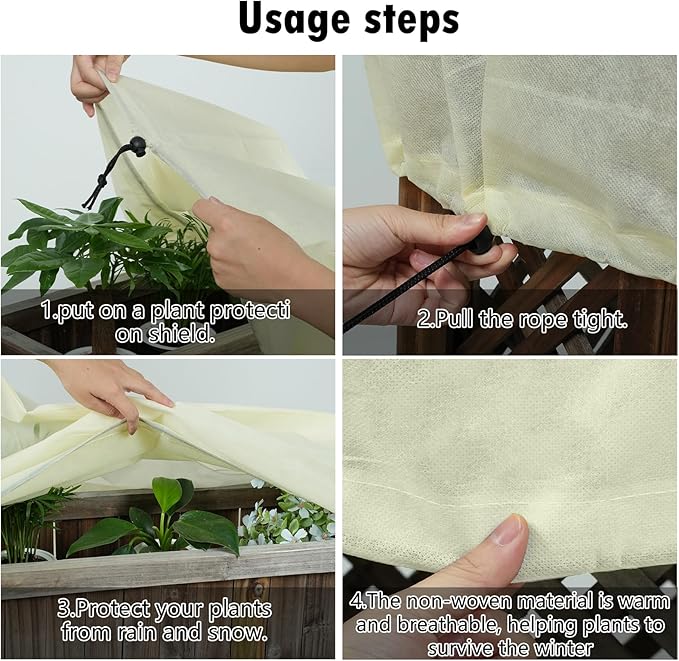EAVNCLG Rectangular Plant Protection Blanket, Winter Outdoor Garden Frost Protection, 2 Pieces, 78.7 x 39.3 x 17.7 Inches