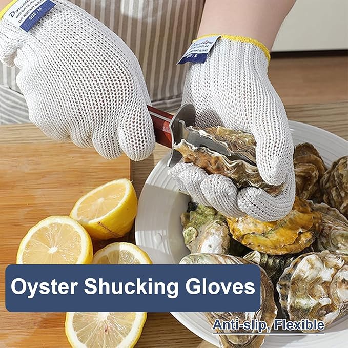Dowellife Level 8 Reinforced Cut Resistant Gloves - Food Grade, Mandoline & Knife Safety Gloves for Meat Cutting, Oyster Shucking, Fish Filleting, Kitchen Slicing (X Large - 2 Pairs)