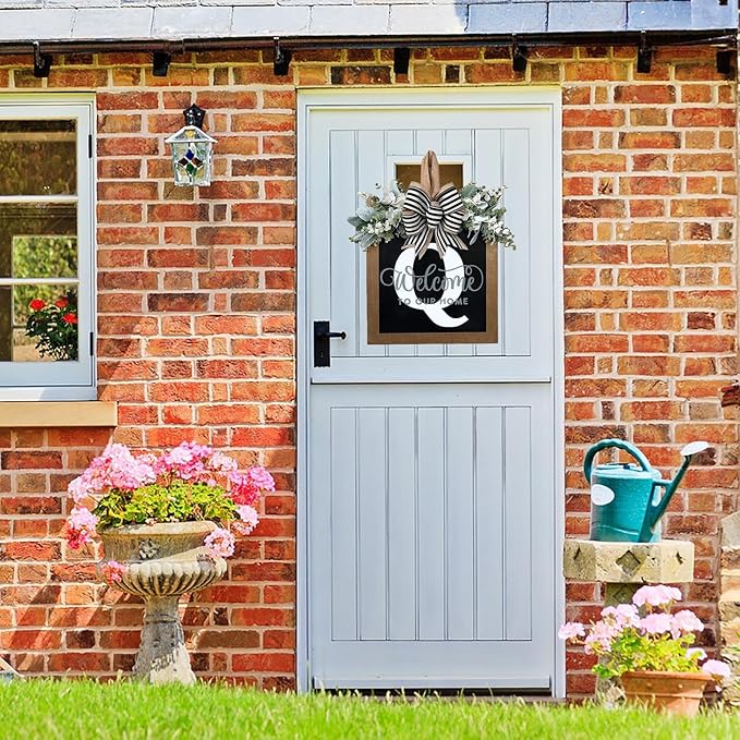 Last Name All Year Wreath, for Front Doors, Spring, Fall, 26 Last Name Letters All Year Round Wreaths, Suitable for Wedding Decorations, Home Porches, Farmhouses, Yards, Garden Decorations, Gifts (Q)