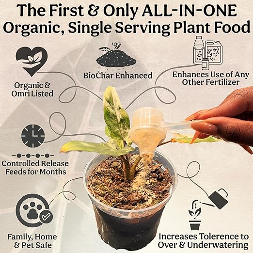 Grow Queen Organic Plant Food, Indoor Plant Food for Houseplants & Aroids, Organic Fertilizer for Flower & Vegetable Gardens, 1lb = 25 Servings, Feeds 50 gal Instantly and Slow Release