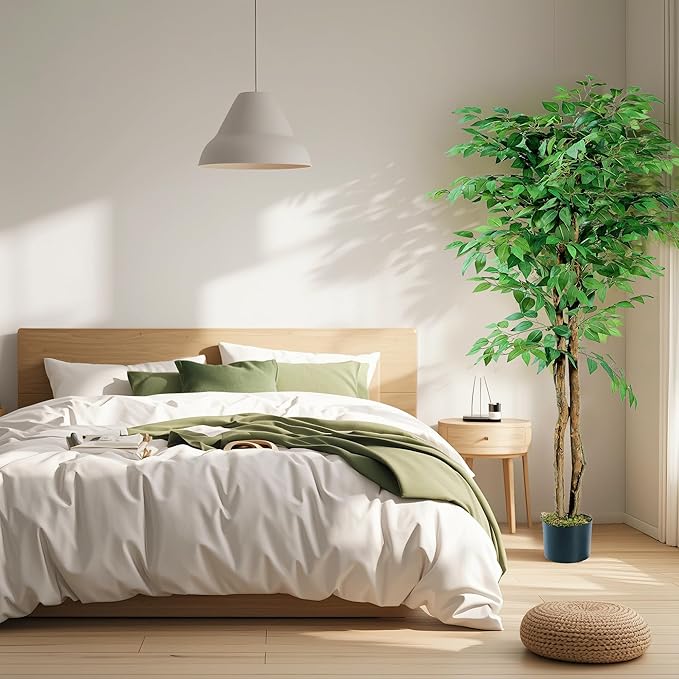 VECELO Artificial Ficus Tree with Sturdy Nursery Pot, 5FT Faux Silk Plant for Indoor Outdoor Home Garden Decor, 1 Pack