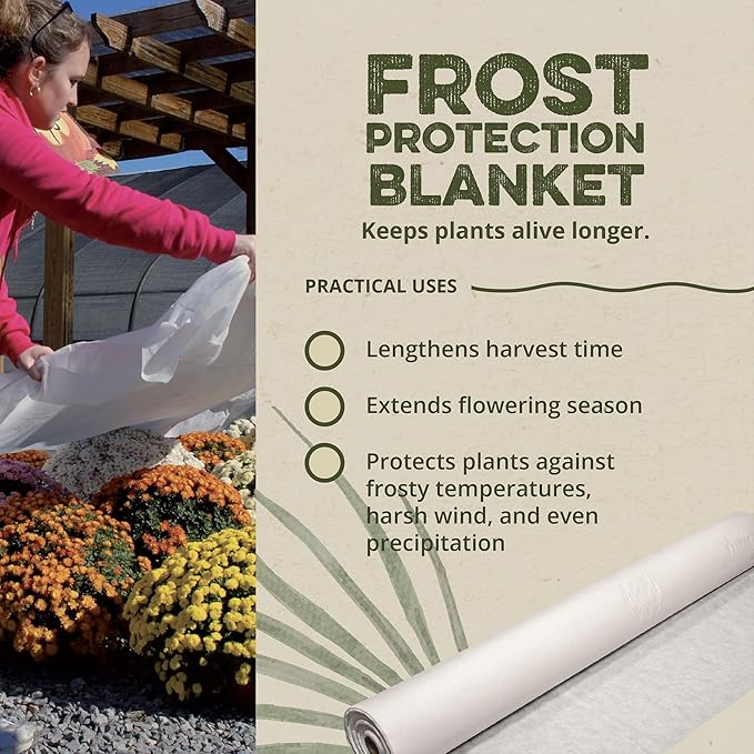 Dewitt 2-Pack N-Sulate Plant Cover Fabric 1.5 oz, 12 x 250 Feet – Frost Cloth Blanket for Vegetables, Flowers, Fruit Trees, Tomatoes, Raised Garden Beds, and Outdoor Winter Freeze Protection