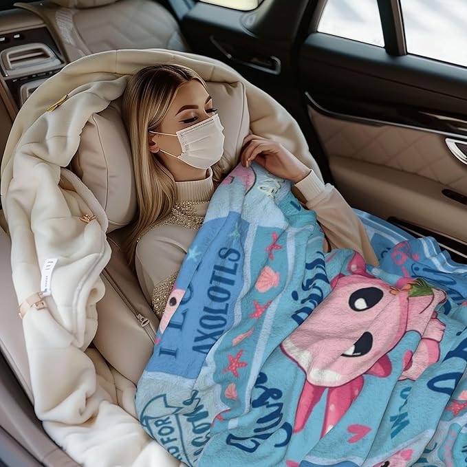 LNKRFRPA Axolotl Gifts Blanket, Axolotl Gifts for Women/Girls, Axolotls Stuff, Gift for Axolotls Lovers, Salamander Themed Gift Throw Blanket for Couch Sofa 50"x40"