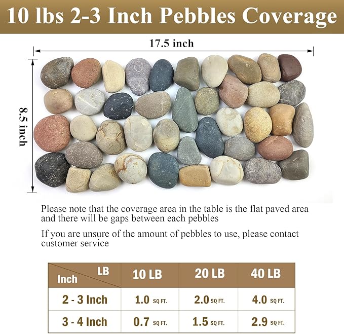 FANTIAN 40 lbs Garden Rocks Pebbles, 2-3 Inch Decorative Large River Rocks for Landscaping, Painting, Aquarium, Plants, Crafting, Walkways and Outdoor Decorative Stones