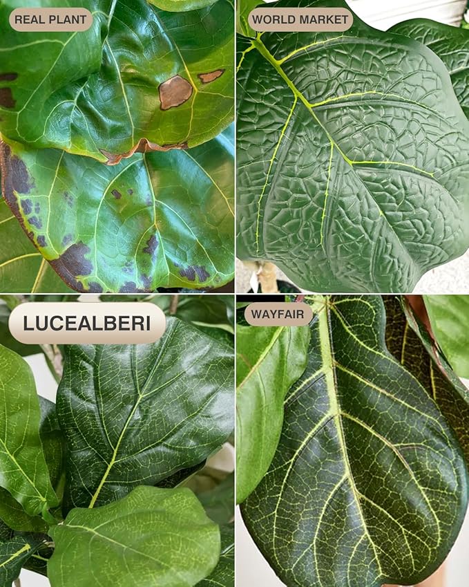 Artificial Fiddle Leaf Fig Tree 6FT - Large Fake Tree with White Planter&Basket, Tall Faux Ficus Lyrata Tree Floor Plants for Indoor Home Decor Office Living Room Housewarming Gift, 1Pack