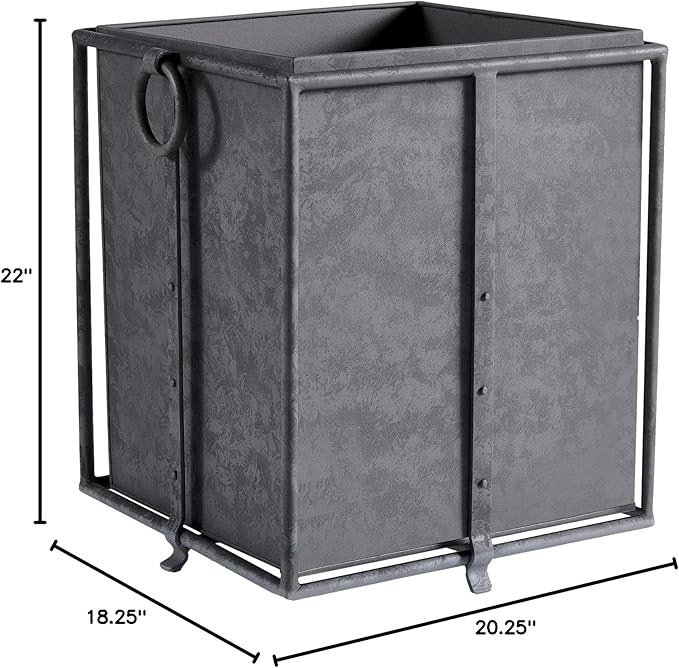 MY SWANKY HOME Large Minimalist Classic Metal Box Planters Liners Square Industrial Rivets Gray