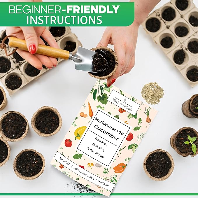 Marketmore 76 Cucumber Seeds for Planting - Heirloom Cucumber Seed Pack - Non-GMO, Crisp Texture Pickling Cucumbers for Planting Indoors or Outdoors - Vegetables Seeds for Planting