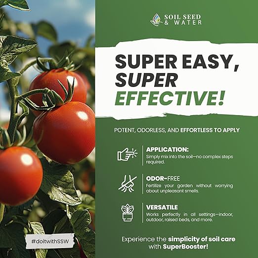 Soil Seed & Water SuperBooster Organic Concentrated Fertilizer – Soil Amendment for Robust Plant Growth - Food Plant Growth Enhancer - OMRI Listed Organic Fertilizer